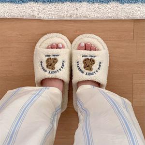 [해외] 플러피 곰돌이 슬리퍼 겨울 실내화 미끄럼방지 거실화