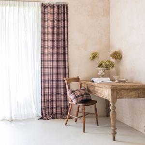 도톰한 겨울 기모 체크커튼-핑크브라운 맞춤제작,방한,방풍,생활암막