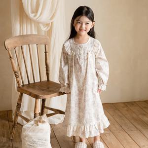 WK868 여아 한국산 60수 순면 핑크 원피스 잠옷 파자마