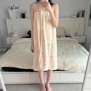 레이첼 플라워 찍찍이 샤워 타월 홈웨어 가운 1color