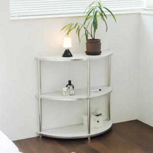 어반크롬 양면 3단 800 반달 선반 (화이트/월넛) 사이드 협탁 테이블