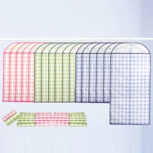 파스텔 체크 고급 봉제식 코트 의류 지퍼형 옷커버 2p 부직포 먼지차단 옷보관 옷덮개