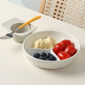 1+1 뚜껑 도자기 원형 3절 나눔 반찬통 + 파격사은품