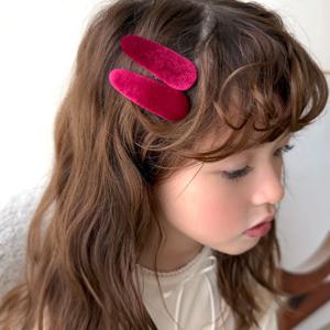 여아 벨벳 플로우 유아헤어핀 2p