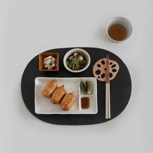 우디 블랙 타원 테이블매트 나무 쟁반 식탁 매트 트레이