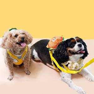 랩앤툴스 햄버거 하네스 리드줄 귀여운 강아지 탈부착 가방 애완동물 산책 세트 목줄 통기성