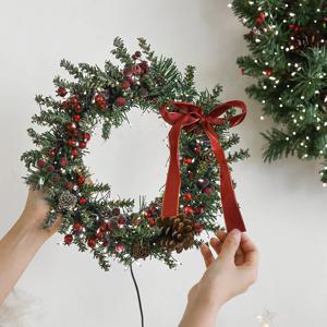 풀세트 클래식 벽걸이 크리스마스 전나무 리스 트리 벽트리 장식 세트 만들기 소형