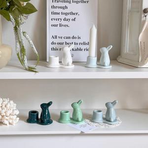 토끼 세라믹 테이퍼 촛대 (5 colors) 오브제 캔들 홀더