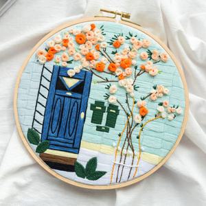 프리미엄 프랑스자수 정원 꽃나무 DIY 감성취미 키트 뜨개 패키지