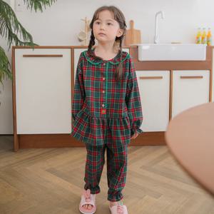 SLS5902 여아 한국산 순면 그린 잠옷 파자마 세트