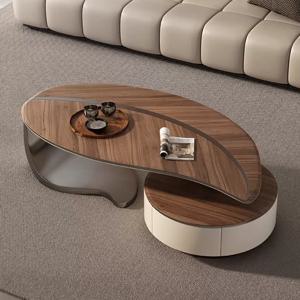 티 테이블 원목 대리석 낮은 원형좌식 거실 쇼파 테이블 커피 나뭇잎 디자인