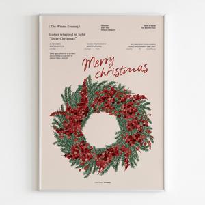 크리스마스 리스, 인테리어 포스터 액자 벽장식 벽꾸미기