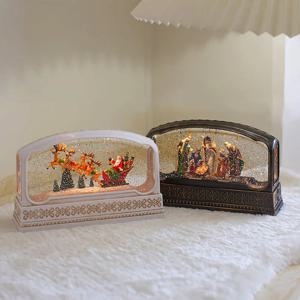 앤틱 라운드 크리스마스 오르골 워터볼 LED 스노우볼 무드등 조명