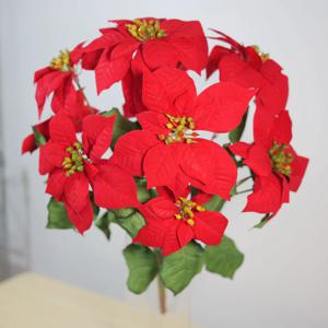 포인세티아조화 벨벳꽃 자이언트포인 부쉬 55cm 크리스마스조화 네추럴 레드