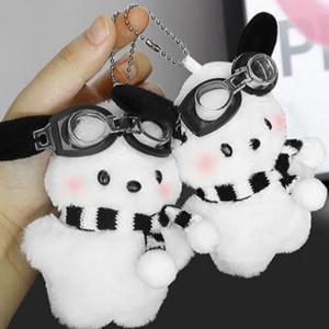 파일럿 강아지 봉제인형 키링 화이트