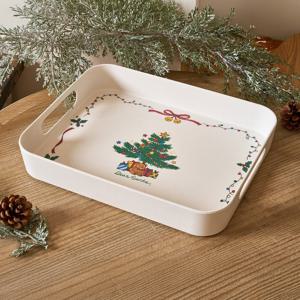 테디토이 크리스마스 뱀부파이버 사각핸들쟁반