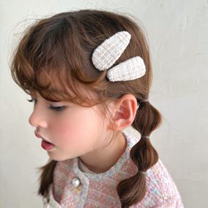 트위드체키 삼각 똑딱핀 유아헤어핀2p