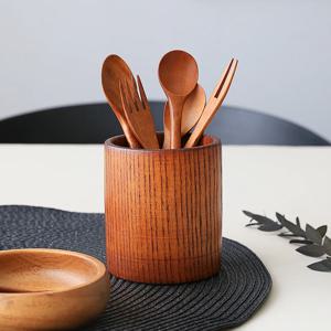 옻칠 나무 스푼포크통 (직선디자인)