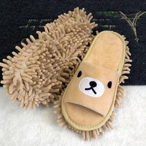 간편한 바닥청소 편리한 극세사 곰돌이 청소슬리퍼
