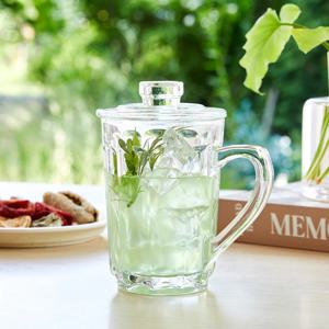 소울카페 뚜껑있는 내열강화 유리머그잔 335ML