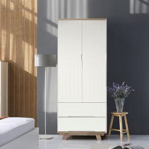 [리퍼] 벨루스 원목 800 투서랍 2단 수납 옷장 친환경 도장 마감 화이트내추럴