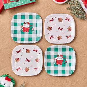 스윗 크리스마스 밀크캣 버터곰 플라스틱 앞접시 4P SET 14x14cm