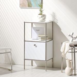 모던스틸화이트 프레임 폴딩도어 3칸수납거실장 2050