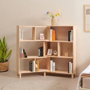 내추럴무드 확장형 3단선반 다리형 삼나무책장(825-1515)