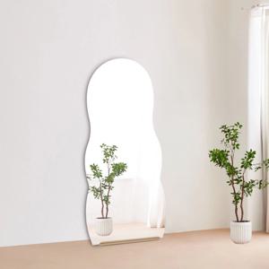 왜곡없는 노프레임 웨이브형 전신거울 (받침대 무료제공)