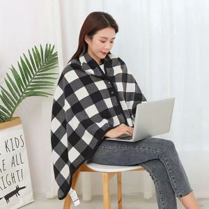보들보들 따뜻한 극세사 입는 망토 치마 똑딱이 단추 체크무늬 캠핑 차량 휴대용 담요