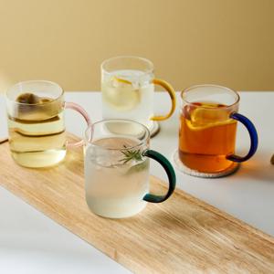 에브리데이 내열 컬러 손잡이 유리잔 4P 400ml