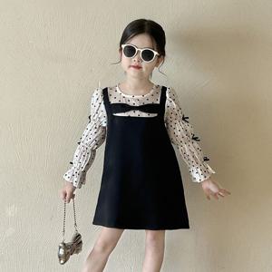 리본 셔링 도트 원피스 R15408