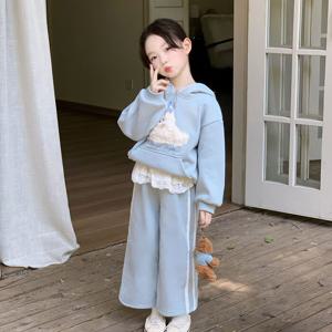 강아지 레이스 기모 상하복 세트 R15453