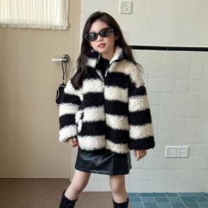 스트라이프 집업 뽀글이 점퍼 R15489