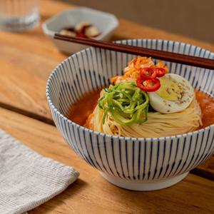 일본풍 동양풍 여름 넓은 냉면그릇 비빔기 다용도 면기 1+1 (총 2P)