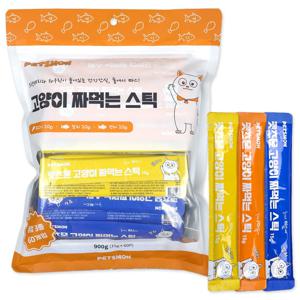 펫츠몬 고양이 짜먹는 스틱 대용량 15g 60개입 혼합맛 (닭고기/참치/연어)