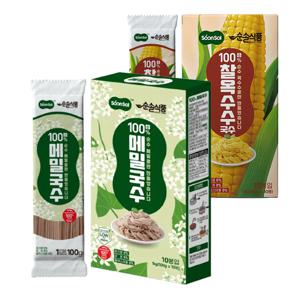 100% 메밀국수 1kg + 찰옥수수국수 1kg  (100g x 10봉 x 2박스) 비건면