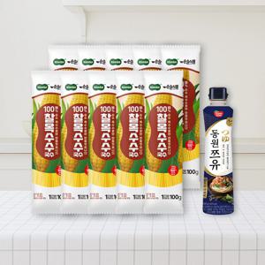 100% 찰옥수국수 100g 10봉 X 동원 쯔유 500g 소바 세트