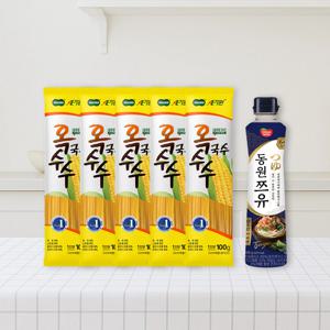 가원 100% 옥수수국수 100g 5봉 X 동원 쯔유 500g 소바 세트