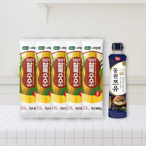 100% 찰옥수국수 100g 5봉 X 동원 쯔유 500g 소바 세트