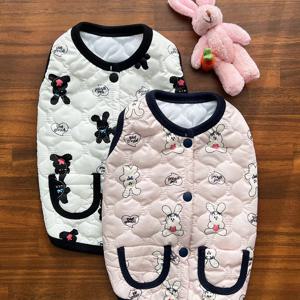 강아지 조끼 바니 누빔 솜본딩 수면 실내복 따뜻한 겨울옷 XS