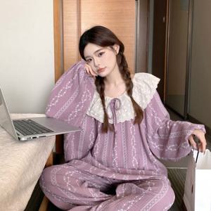 레이스카라 라벤더 홈웨어 세트 순면 부드러운 감성 파자마