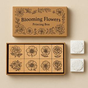빈티지 플라워 우드 식물 고무도장 세트 2종 앤틱 스탬프 다꾸