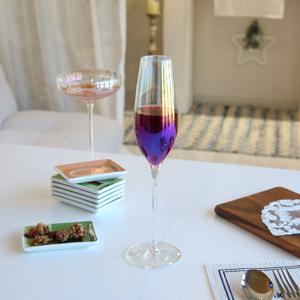 브리티시 레인보우 오로라 홀로그램 와인글라스 샴페인 잔