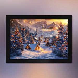 눈 덮인 크리스마스 마을 직소퍼즐 액자세트 1000피스 성탄절 겨울