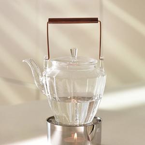 내열 유리 티팟 우드 핸들 꽃차 티포트