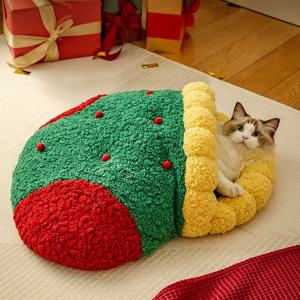 [해외] 크리스마스 양말 고양이 강아지하우스 애견방석 숨숨집 2size