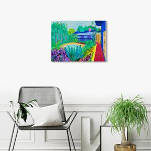 526W호크니-가든/ 캔버스천 우드보드 가벼운 원목 명화액자 모던풍경