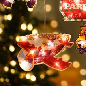 크리스마스 컬러 창문 조명 장식 전구 오너먼트 무드등 10종-비행기산타