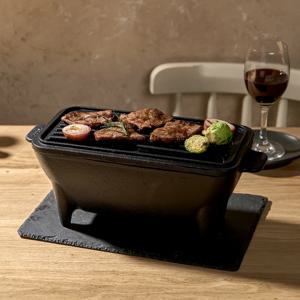 사은품증정 1인고기 구이 무쇠주물 세라믹코팅 사각 화로 개인화로세트